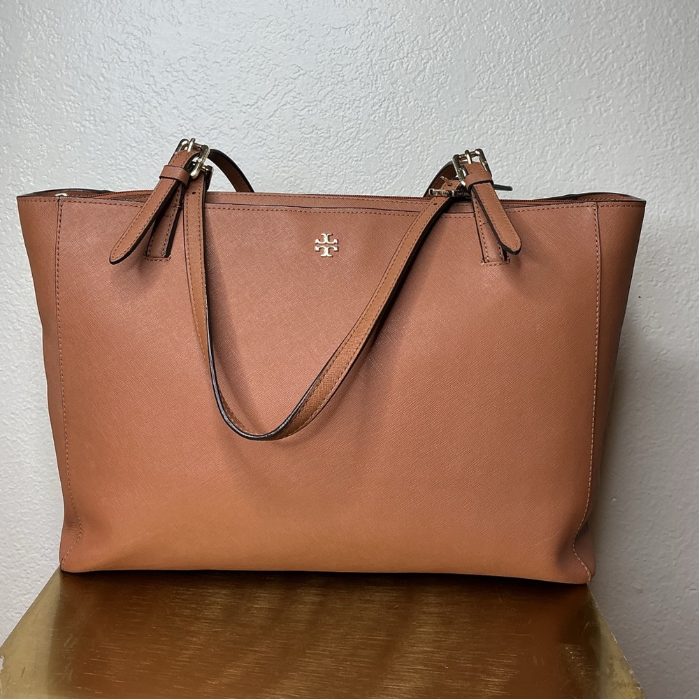 Tory Burch Caramel Saffiano Leather Tote
